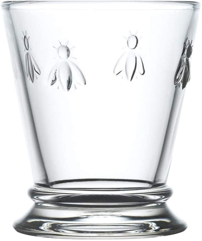 Napoleon Bee Tumblers Set Of 6 - 9 oz - Clear Glass Tumbler w/ The French Bee Embossed Design - Fine French Glassware, Drinking Glasses, Heavy Water Glasses, Dishwasher Safe Juice Glasses