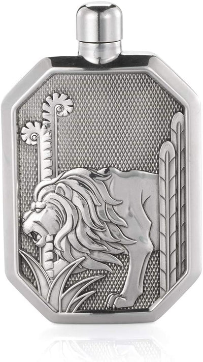 Royal Selangor Hand Finished Savannah Collection Pewter Lion Hip Flask LG Gift