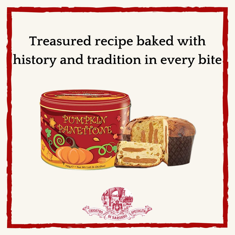 Chiostro di Saronno Traditional Delicious Sweet Pumpkin Spice Cream Filled Panettone in Gift Tin Imported from Italy