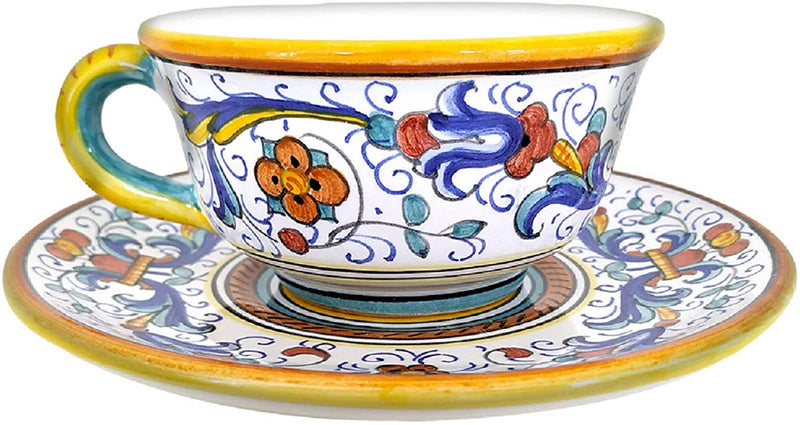 Deruta Italy by Gute | Ricco Deruta Tea Cup | Handcrafted & Handpainted Italian Ceramics | Authentic Italian Pottery Handmade in Deruta, Italy | 6 oz/170 mL