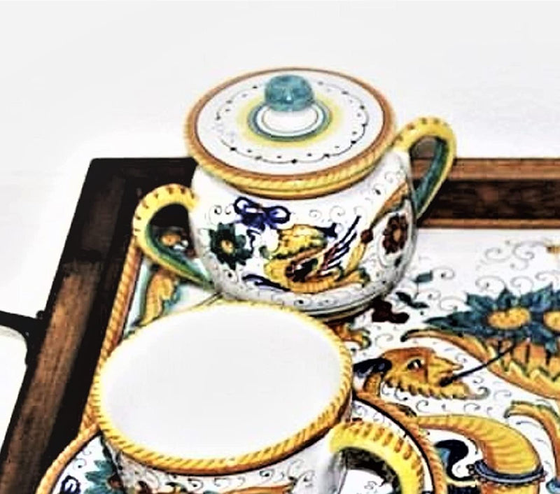 Deruta Italy by Gute | Raffaellesco Sugar Bowl | Handcrafted & Handpainted Italian Ceramics | Authentic Italian Pottery Handmade in Deruta, Italy