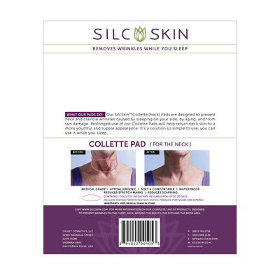 SilcSkin Collette Pad to Correct & Prevent Neck & Collarbone Wrinkles from Sun, Aging, Side Sleeping, Reusable Self Adhesive Medical Grade Silicone, 1 Pad