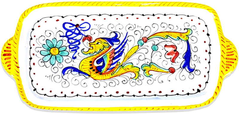 Deruta Italy by Gute | Raffaellesco Rectangular Tray | Handcrafted & Handpainted Italian Ceramics | Authentic Italian Pottery Handmade in Deruta, Italy