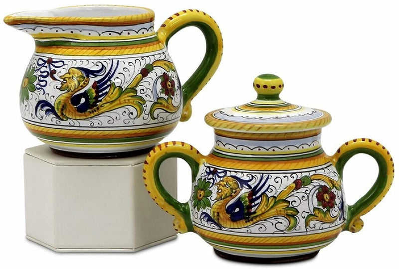 Deruta Italy by Gute | Raffaellesco Sugar Bowl | Handcrafted & Handpainted Italian Ceramics | Authentic Italian Pottery Handmade in Deruta, Italy