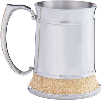 Royal Selangor Hand Finished Classic Expressions Collection Pewter Tankard (L) with 24K Gold Plating Gift