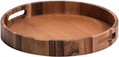 Kalmar Home Round Serving Tray | Charcuterie Board | Acacia Wood | Environmentally Friendly | 15 in