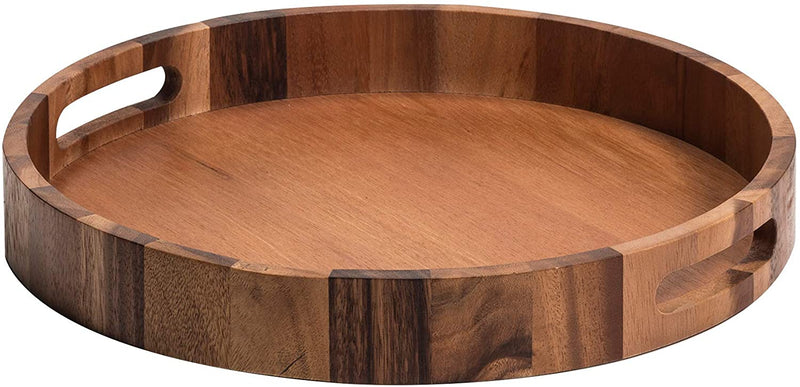 Kalmar Home Round Serving Tray | Charcuterie Board | Acacia Wood | Environmentally Friendly | 15 in