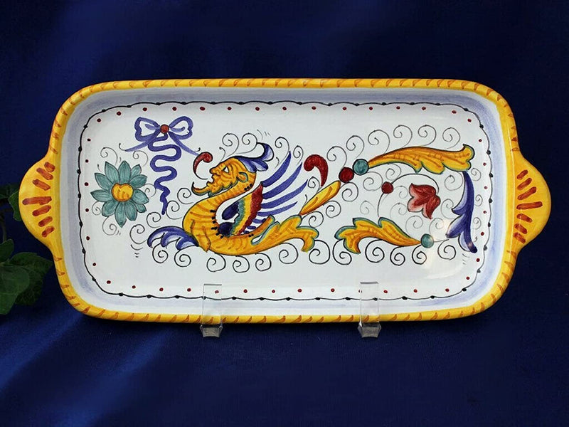 Deruta Italy by Gute | Raffaellesco Rectangular Tray | Handcrafted & Handpainted Italian Ceramics | Authentic Italian Pottery Handmade in Deruta, Italy