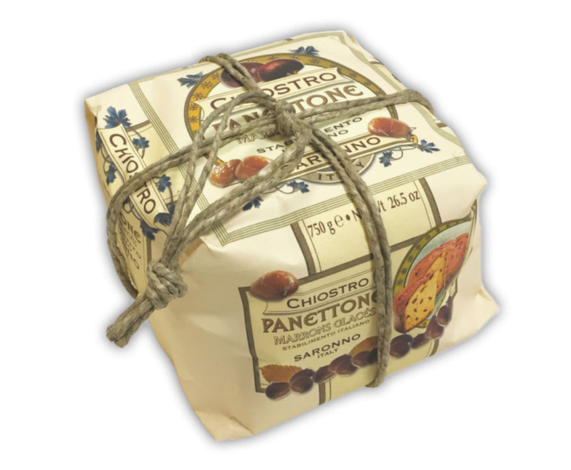 Chiostro Di Saronno Panettone Rustic Hand Wrapped (Marrons Glaces Chestnuts)