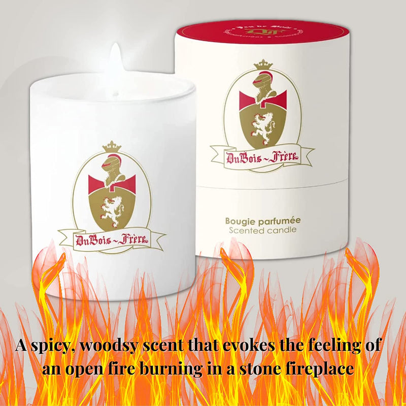 Dubois Frere Candle - Aromatherapy, Long Lasting Luxury Glass Candle Gifts for Weddings, Birthdays, Holiday Party, Home Fragrance Decor Woodsy Scent Holiday Winter Aroma 190Gr (Feu de Bois)