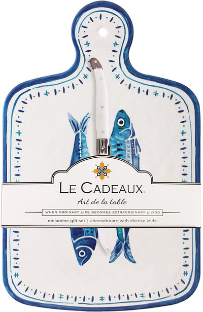 Le Cadeaux Santorini Melamine Cheese Board and Laguiole Cheese Knife Set