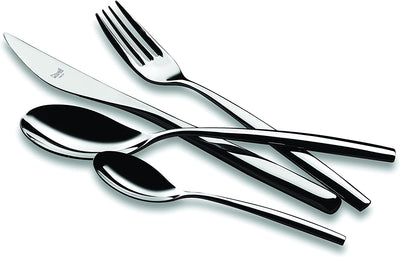 Mepra Stiria Cutlery Set – [24 Pieces Set] Brushed Stainless-Steel Finish, Dishwasher Safe Cutlery