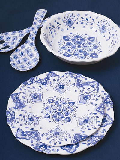 Le Cadeaux Melamine Oval Serving Platter 16 inch, Moroccan Blue