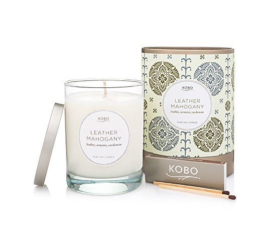 Kobo Candles Kobo Soy Candle, Leather Mahogany