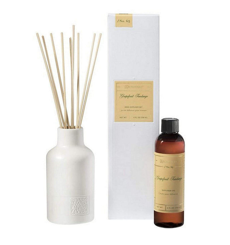 Aromatique GRAPEFRUIT FANDANGO Reed Diffuser Gift Set Square Glass Bottle with Medallion