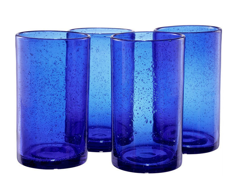 Artland Iris Highball Glasses, Cobalt Blue, Set of 4