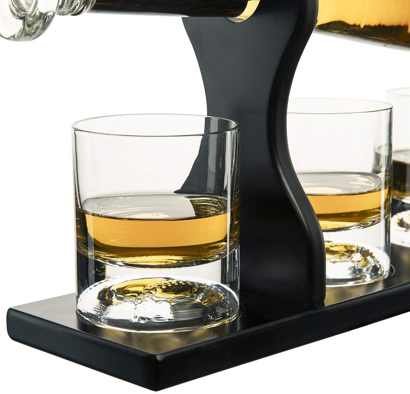 The Wine Savant Baseball Bat Whiskey Decanter Set with 4 Baseball Glasses