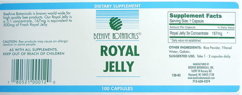 Beehive Botanicals Royal Jelly Capules - 500 Mg-100 Count