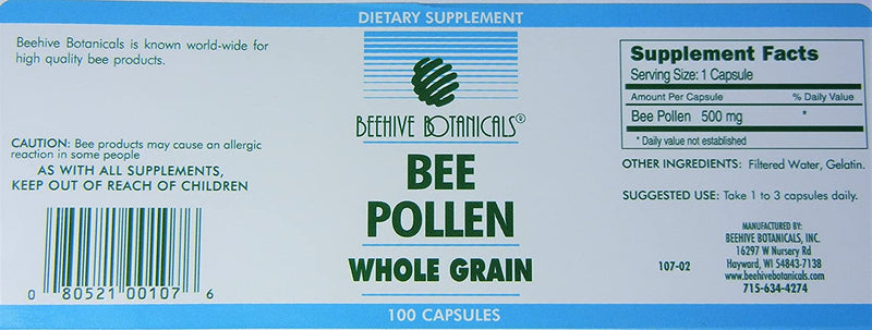 Beehive Botanicals Pollen Capsules - 500 mg