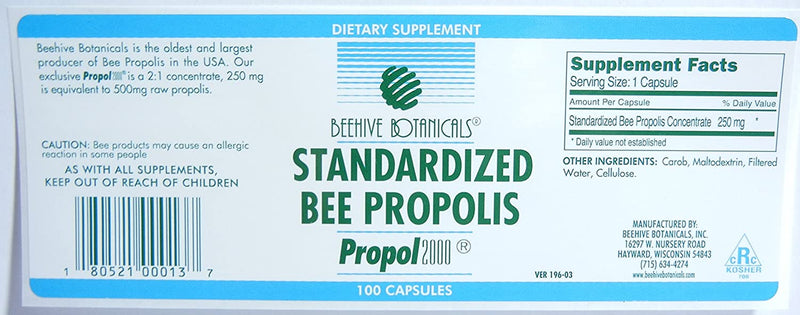 Beehive Botanicals Propolis Capsules - 500 mg