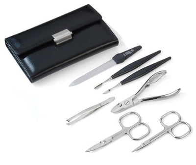 Niegeloh 7 piece Women's Manicure Set in Black Leather Case