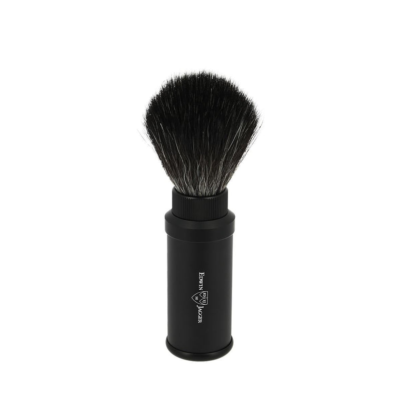 Edwin Jagger Black Travel Shaving Brush With Black Synthetic Fill