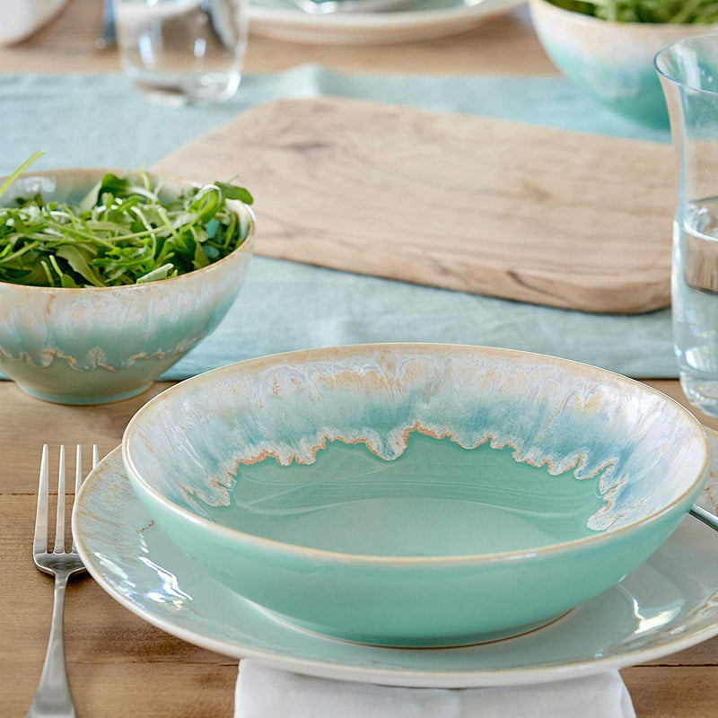 Casafina Taormina Collection Stoneware Ceramic 5-Piece Place Setting (Service for 1), Aqua