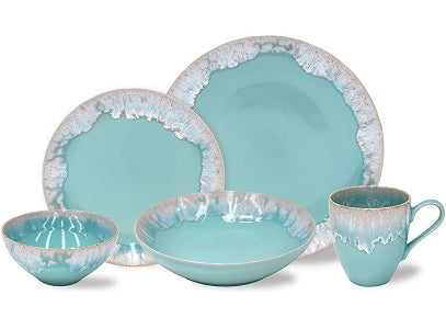 Casafina Taormina Collection Stoneware Ceramic 5-Piece Place Setting (Service for 1), Aqua