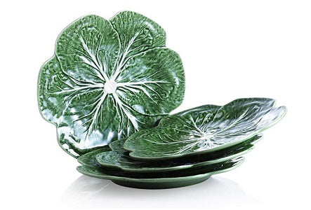 Bordallo Pinheiro Cabbage Green Dinner Plates, Set of 4