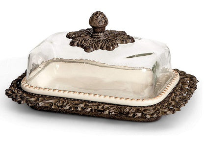 GG Collection Ceramic Butter Dish with Glass Dome