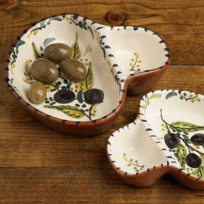 Casafina Alentejo Terracotta Collection Ceramic Hand Painted Olive Dish (Small 5")