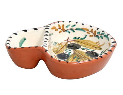 Casafina Alentejo Terracotta Collection Ceramic Hand Painted Olive Dish (Small 5")