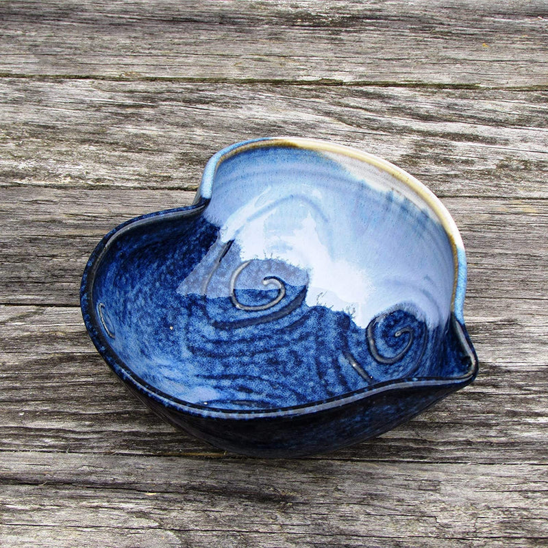 Castle Arch Pottery Small Heart Shaped Decorative Serving Bowl Handmade in Ireland. Original Design Tableware Dish Measures 6” with Hand-Glazed Spiral Finish