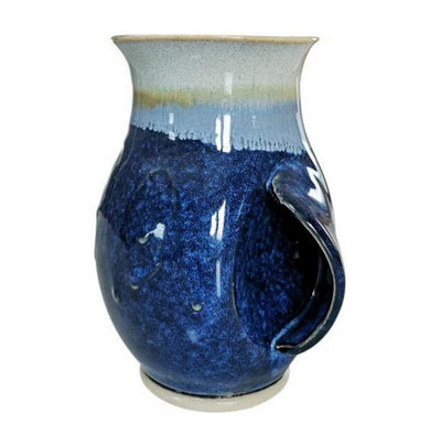 Castle Arch Pottery Hand Warmer Mug 17 Ounces, Right Handed Microwave and Dishwasher Safe Hampton Blue - Left Handed