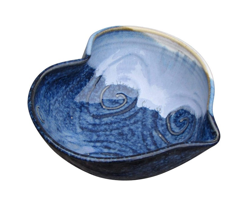 Castle Arch Pottery Small Heart Shaped Decorative Serving Bowl Handmade in Ireland. Original Design Tableware Dish Measures 6” with Hand-Glazed Spiral Finish