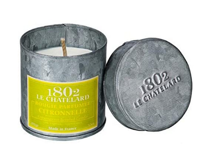 Le Chatelard French Scented Candle in Hand Made Tin, Vintage (Citronella)