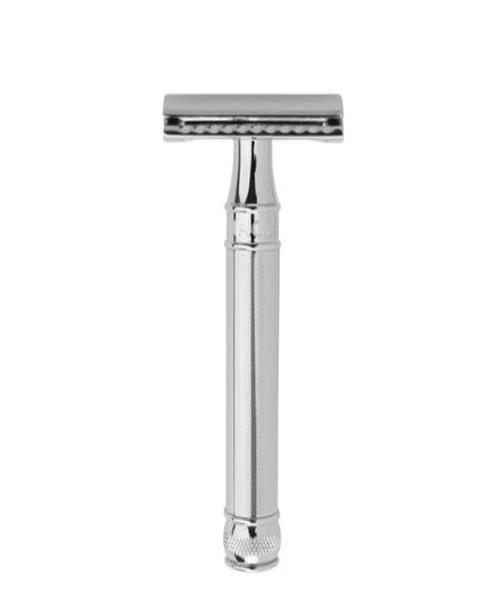 Edwin Jagger Double Edge Safety Razor, Long Handle, Chrome