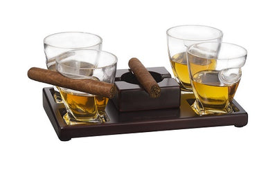 The Wine Savant Cigar Holder Whiskey Glasses Set