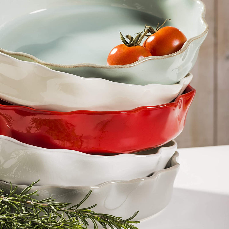 Casafina Cream Stoneware 10.75 Inch Ruffled Pie Dish