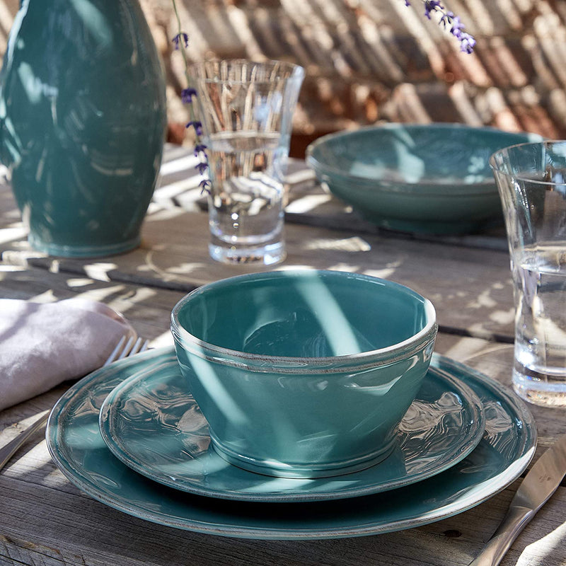 Casafina Stoneware Ceramic Dish Fontana Collection 30-Piece Dinnerware Set (Service for 6), Turquoise