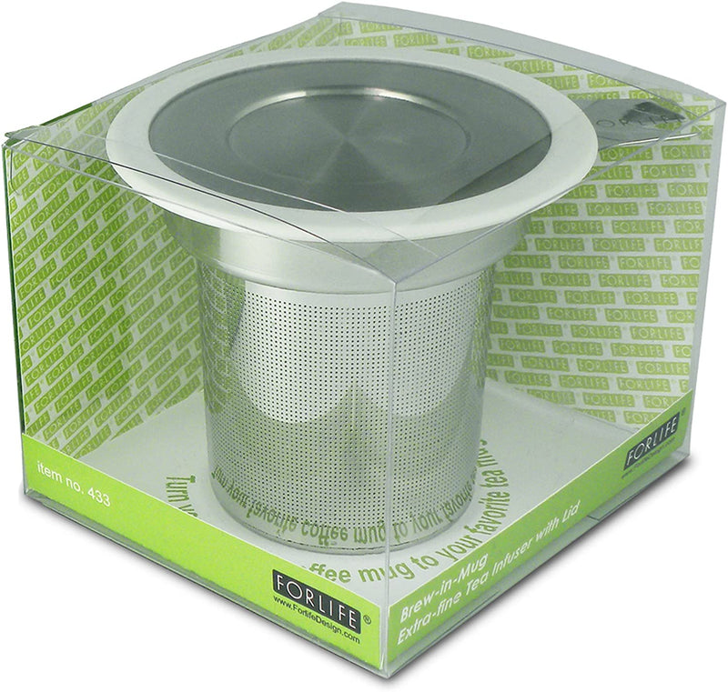 FORLIFE Brew-in-Mug Extra-Fine Tea Infuser with Lid, White