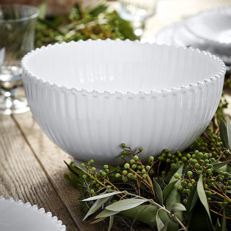 COSTA NOVA Pearl Collection Stoneware Ceramic Salad/Serving Bowl 10.5", White