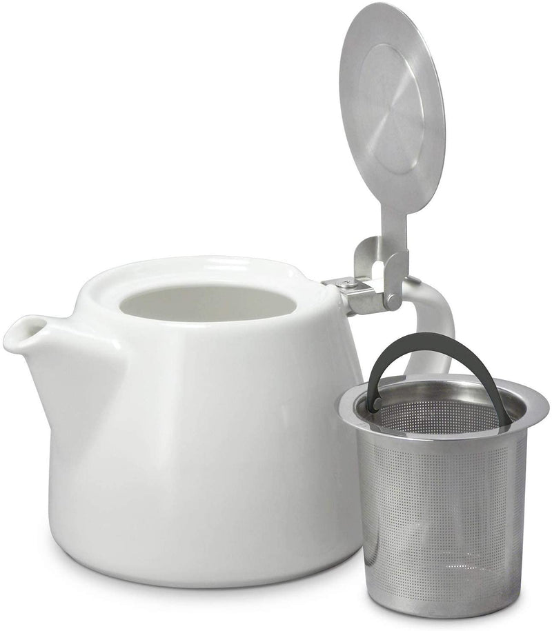 FORLIFE Stump Teapot with SLS Lid and Infuser, 18-Ounce, White