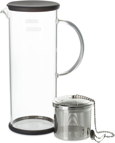 FORLIFE LUCENT Glass Iced Tea Jug with Capsule Infuser, 48-Ounce, Charcoal