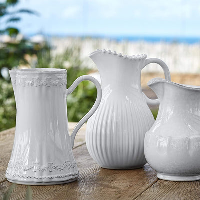 COSTA NOVA Pearl Collection Stoneware Ceramic Pitcher 87 oz, White