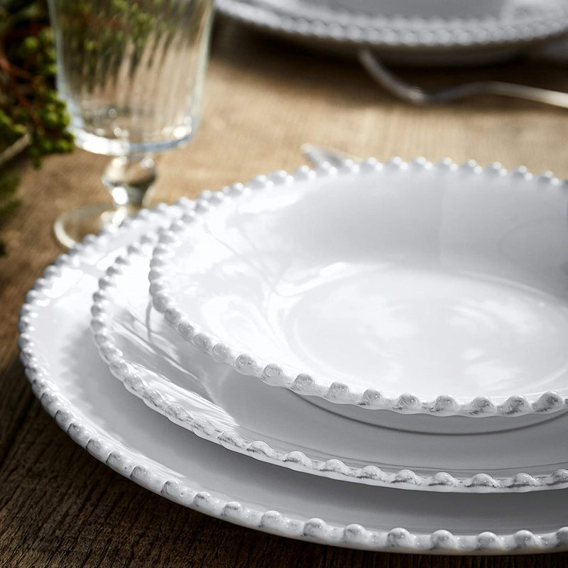 COSTA NOVA Pearl Collection Stoneware Ceramic Soup/Pasta Plate 9.5", White