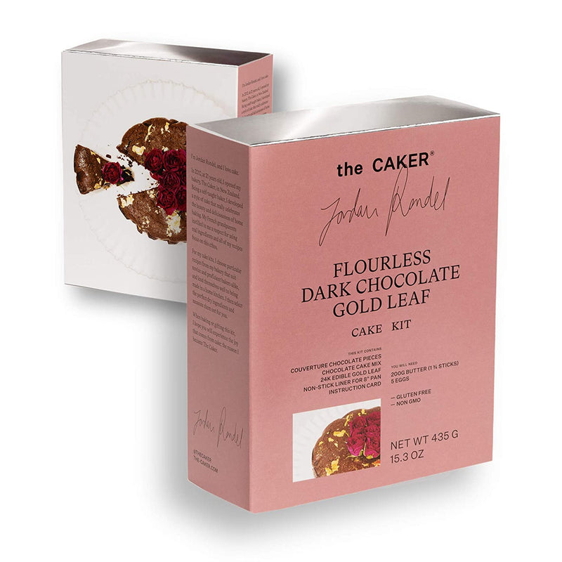 The Caker Flourless Dark Chocolate Gold Leaf Cake Kit