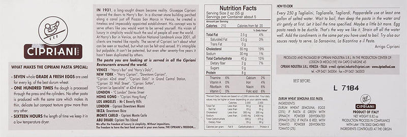 Cipriani Food Tagliardi Extra Thin Egg Pasta, 8.82 oz