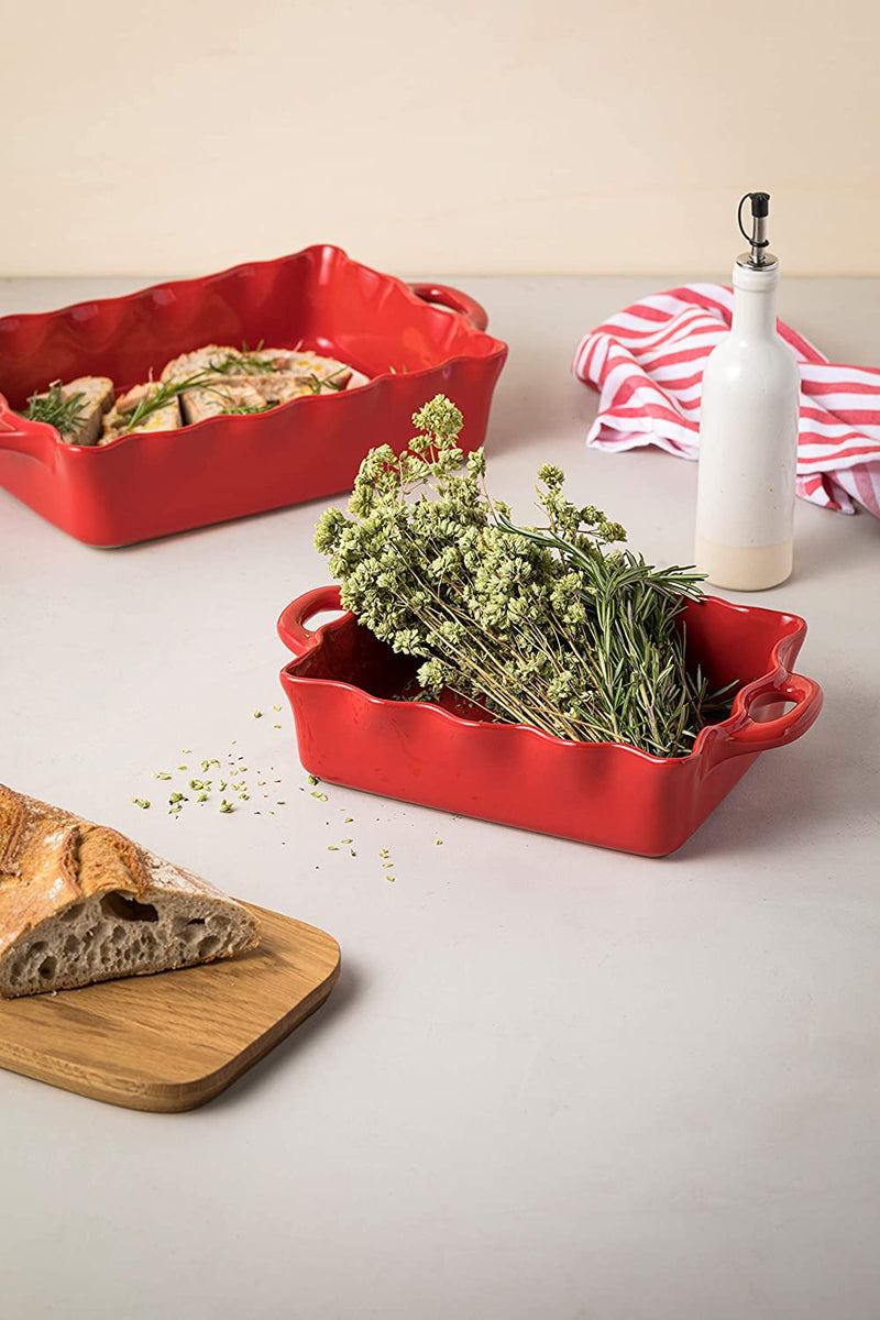 Casafina Stoneware Ceramic Dish Cook & Host Collection Medium Rectangular Baker Casserole, (Red) L11"xW8.5"