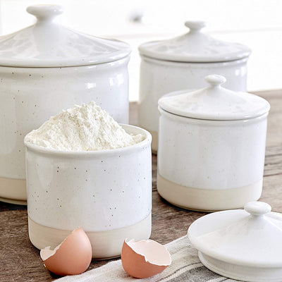 Casafina Fattoria Collection Stoneware Ceramic Large Canister 94 oz, White